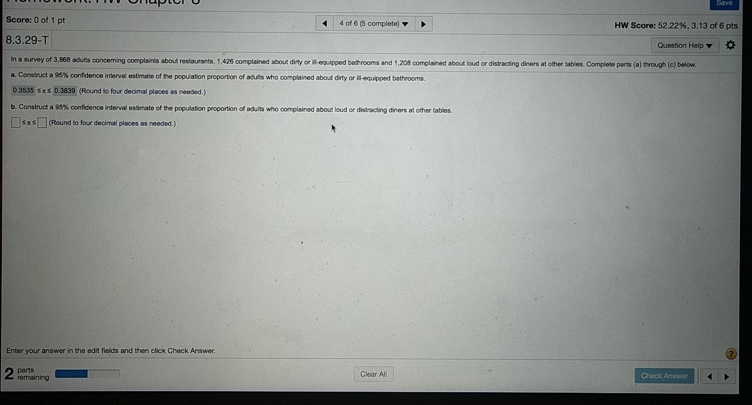 Save Score: 0 of 1 pt 4 of 6 (5 complete) HW