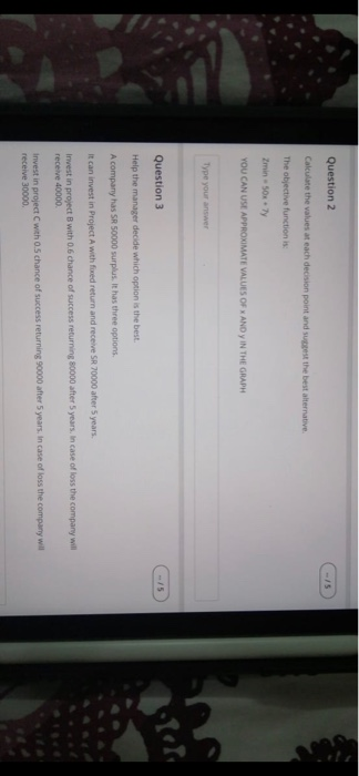 Question 2 -15 Calculate the values at each