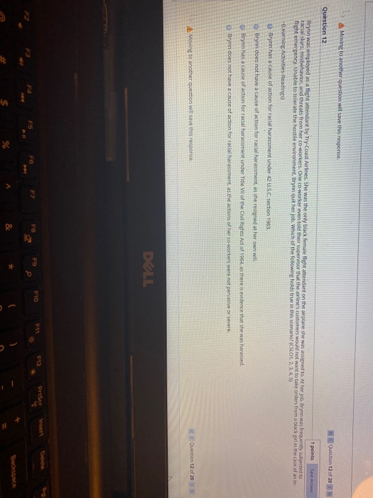 Moving to another question will save this