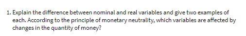1. Explain the difference between nominal and