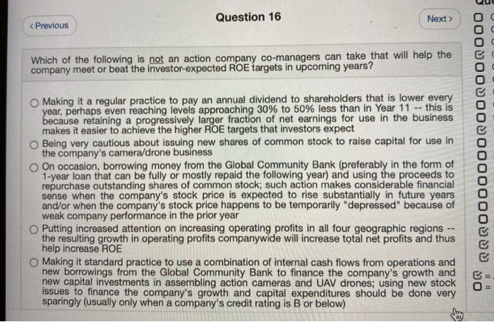 Question 16 Next > < Previous Which of the