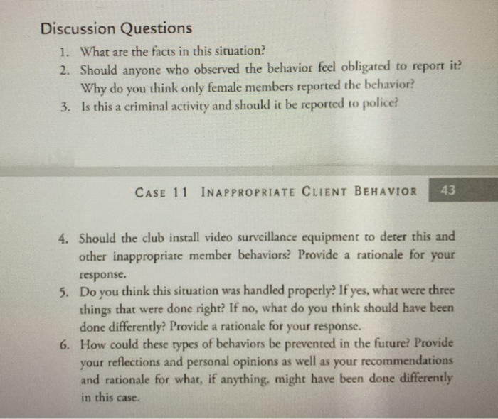 case study 11: inappropriate client behavior you