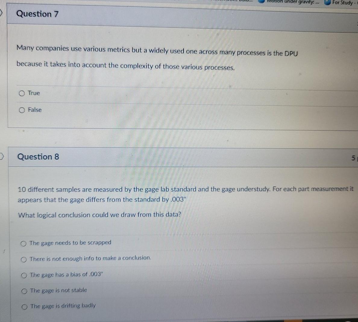 QUALITY ASSURANCE CONCEPT Motion under