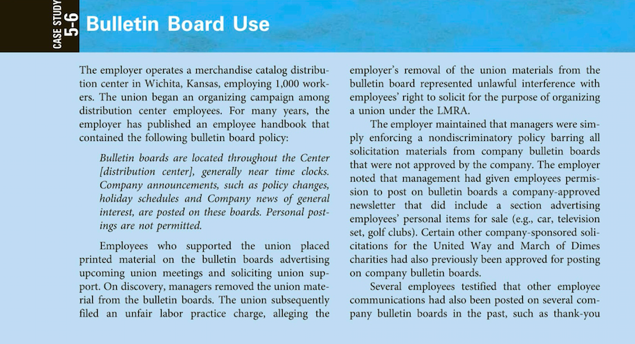 . If an employer did not provide bulletin boards