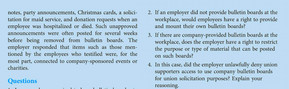 . If an employer did not provide bulletin boards