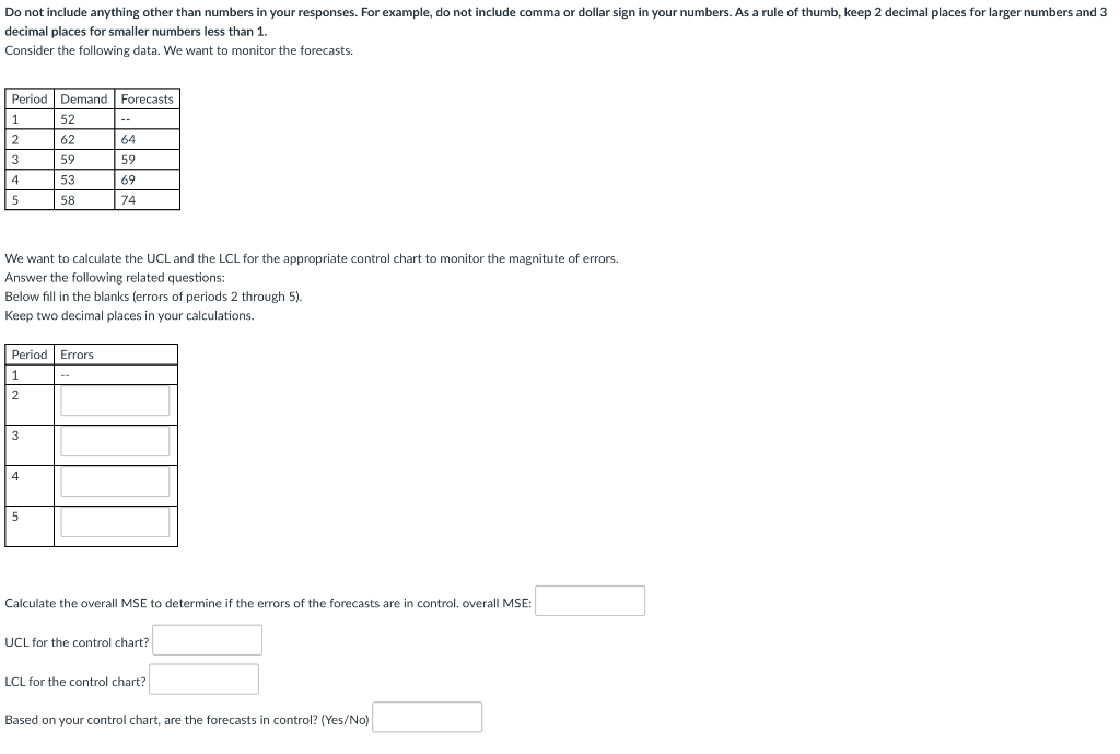 Do not include anything other than numbers in