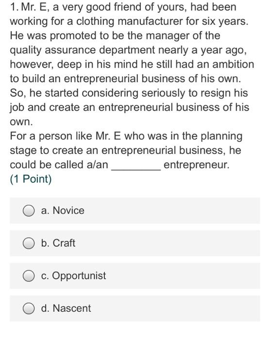 course entrepreneurship. can anyone answer please