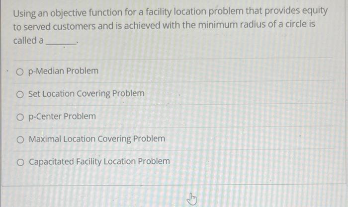 Using an objective function for a facility