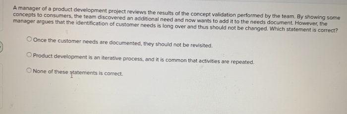 A manager of a product development project