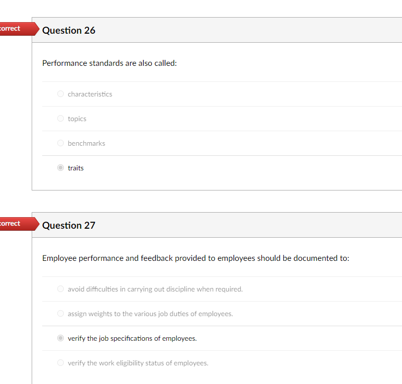 Please answer 27 Performance standards are also
