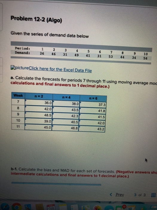 Problem 12-2 (Algo) Given the series of demand