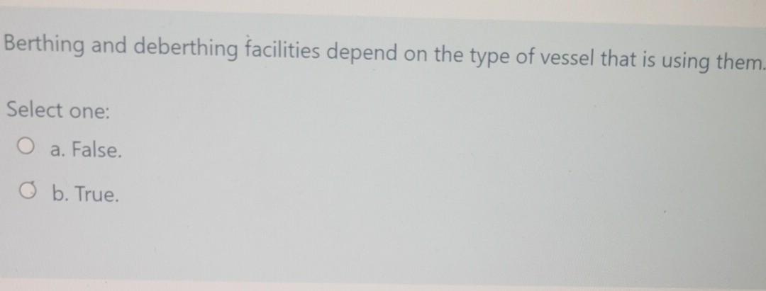Berthing and deberthing facilities depend on the