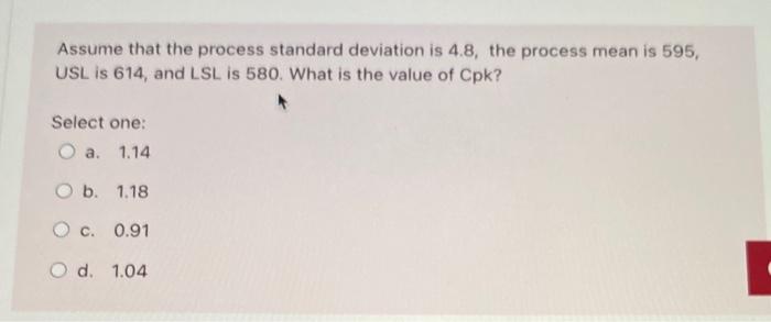 Assume that the process standard deviation is