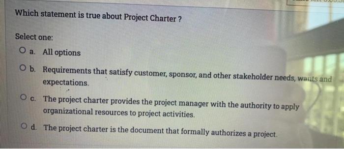 W. Which statement is true about Project Charter?
