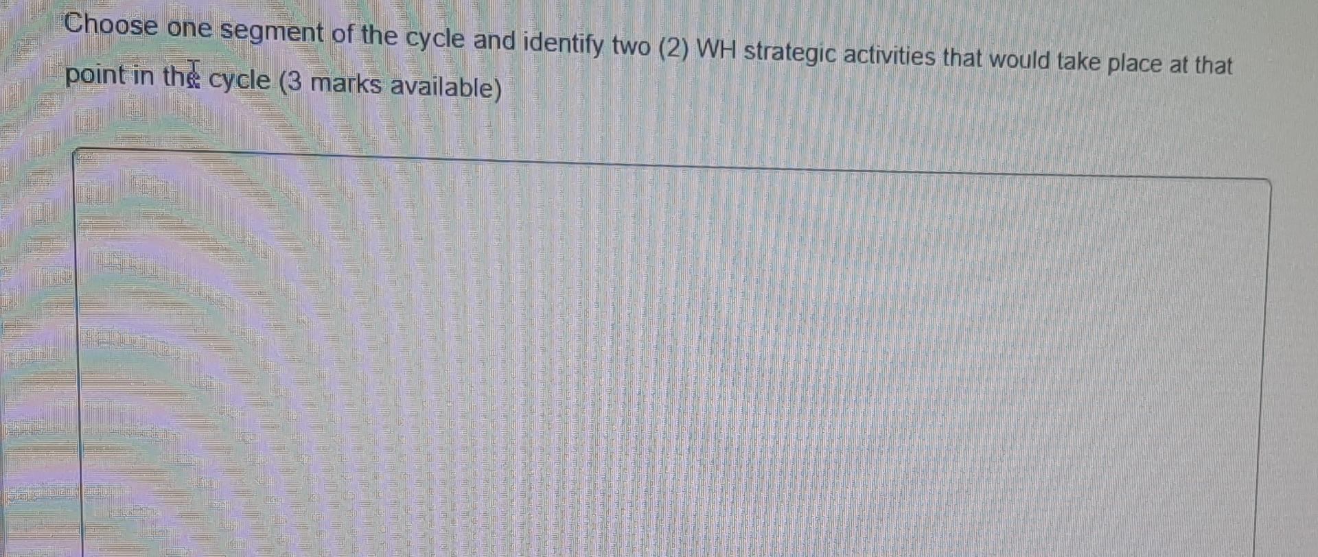 Choose one segment of the cycle and identify two