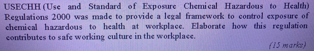 USECHH (Use and Standard of Exposure Chemical