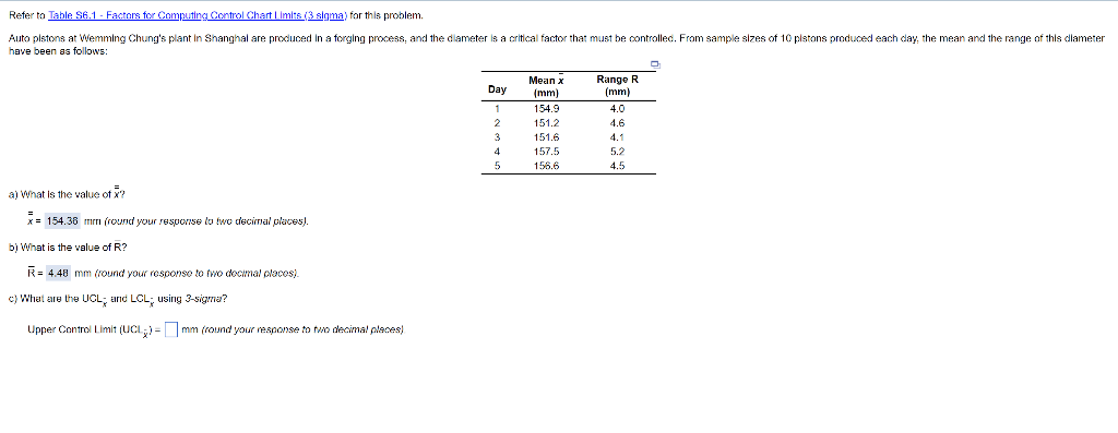 Refer to Table S6.1 - Factors for Computing