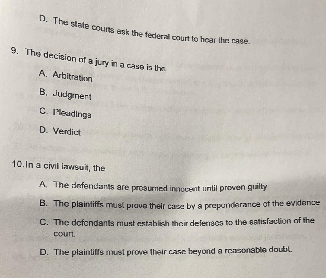 Please answer all questions, just give me ABCD.