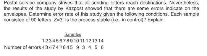 please solve 2 quality control problems with