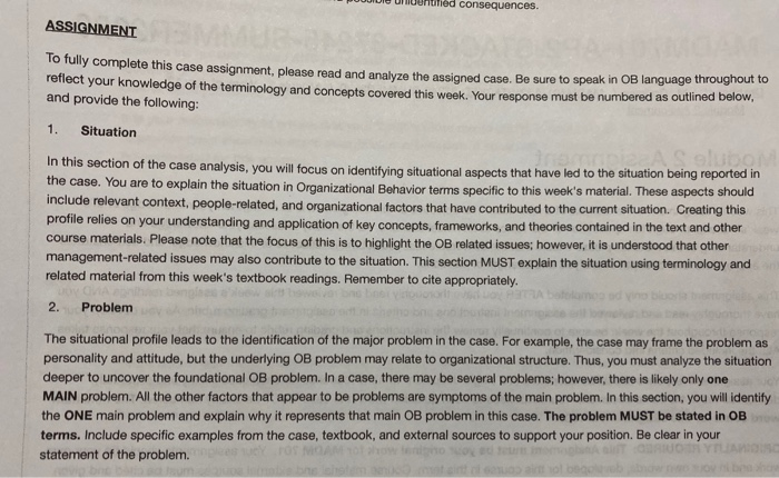 ed consequences. ASSIGNMENT To fully complete