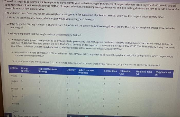 You will be required to submit a midterm paper to