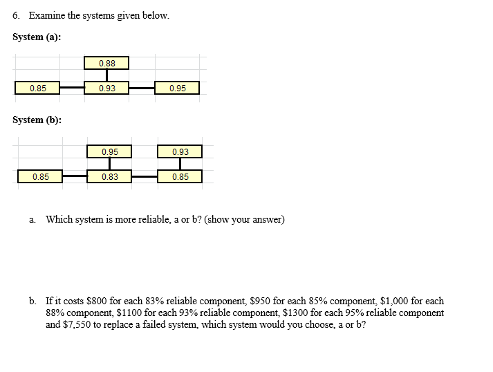 6. Examine the systems given below. System (a):