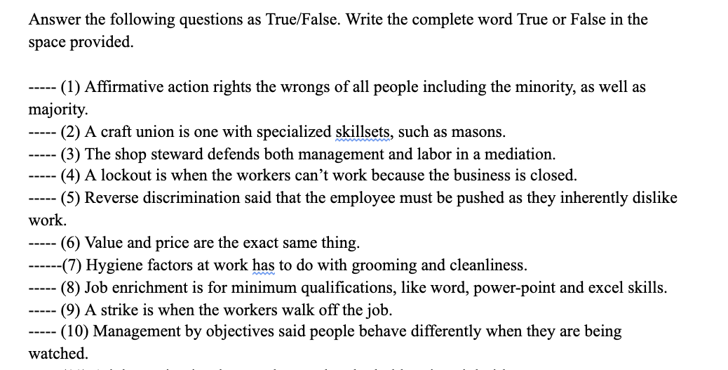 Answer the following questions as True/False.