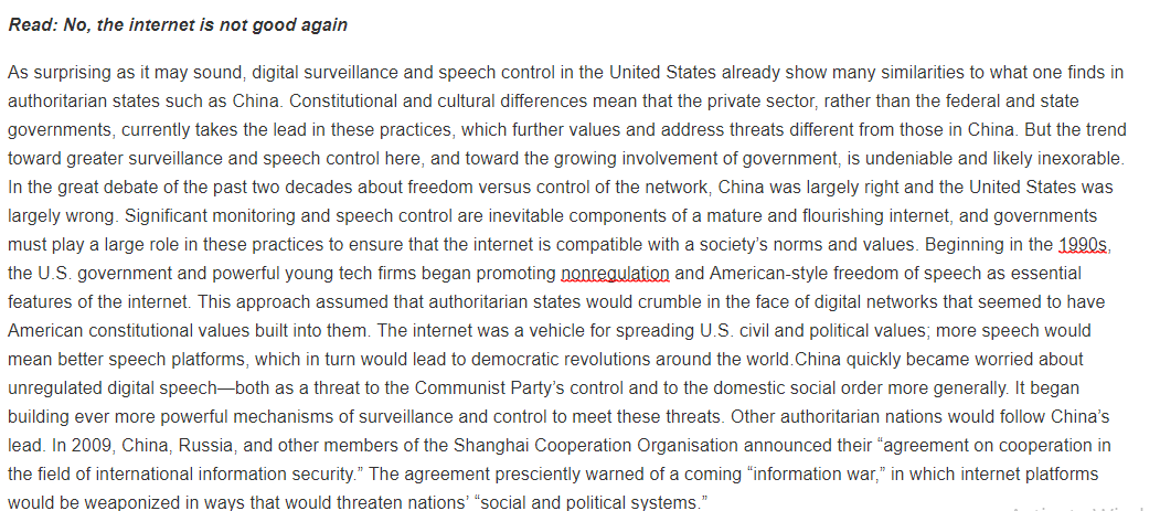 IDEAS Internet Speech Will Never Go Back to