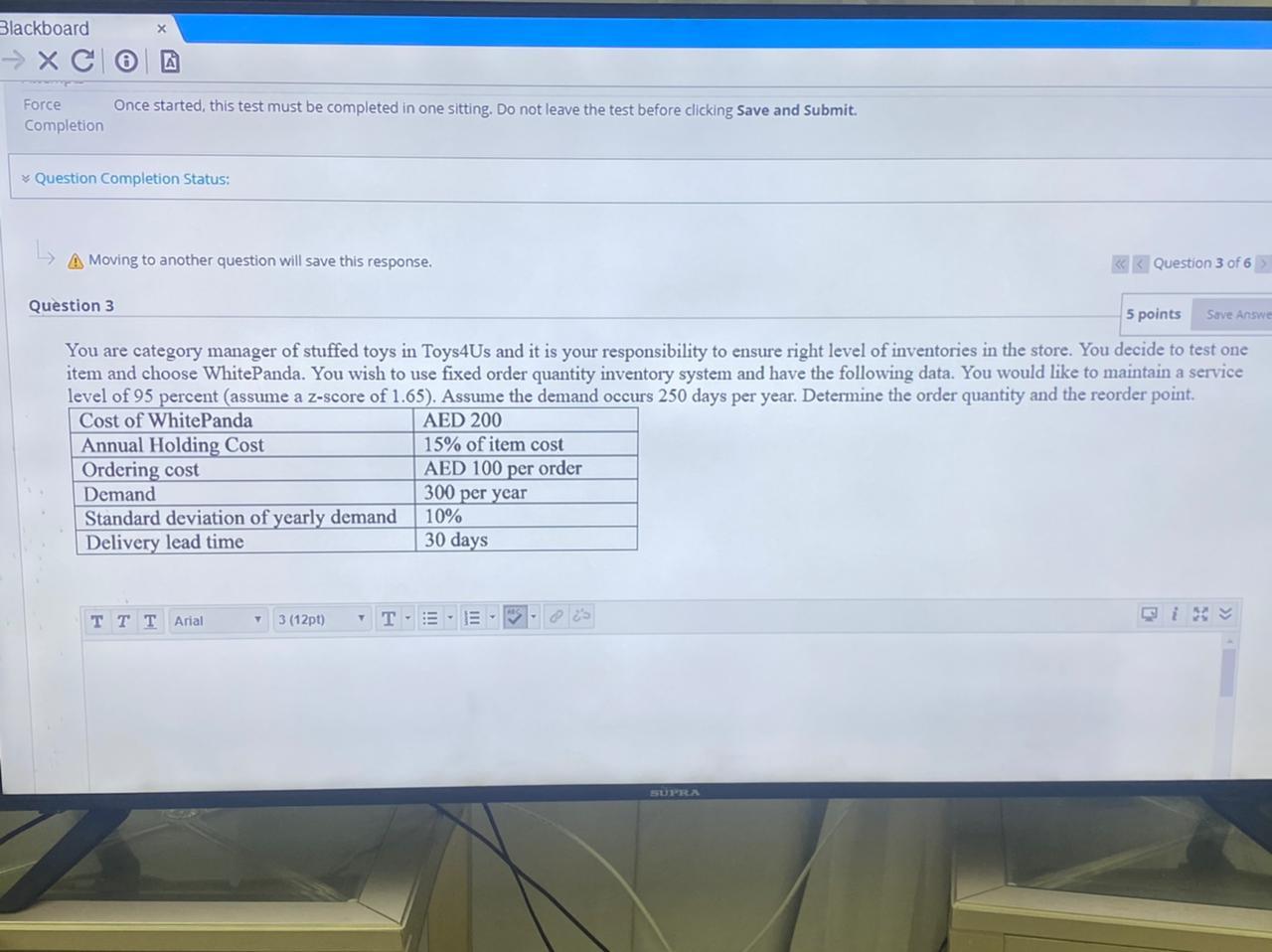 Blackboard XC Once started, this test must be