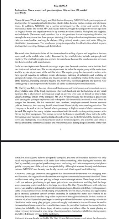 SECTION A Instruction Please answer all questions