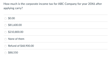 How much is the corporate income tax for ABC