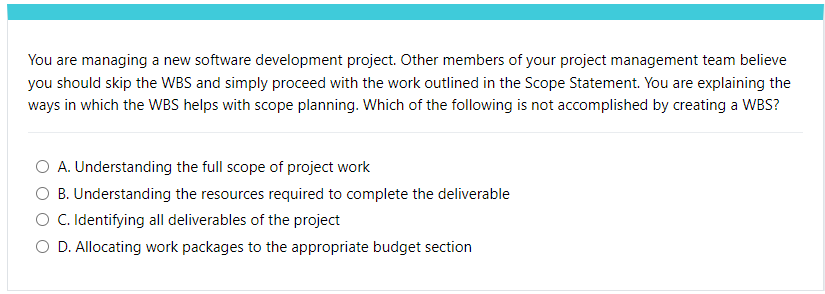 You are managing a new software development