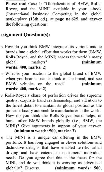 Case study Please read Case 1 : Globalization of