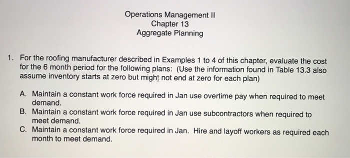 Operations Management II Chapter 13 Aggregate