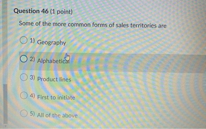 Question 46 (1 point) Some of the more common