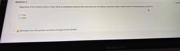 Question 2 Regardless of the vendor's point of