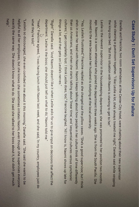 Case Study 1: Don't Set Supervisors Up for