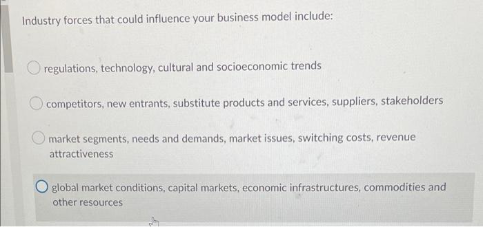 Industry forces that could influence your