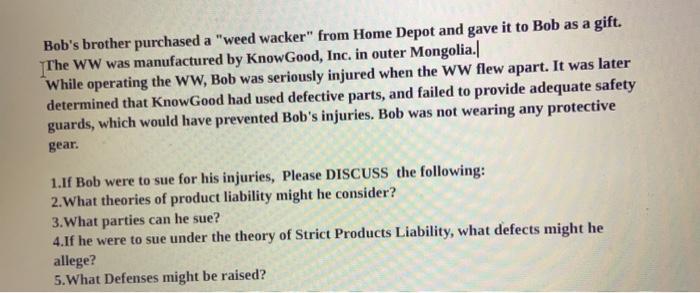 Bob's brother purchased a 