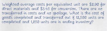 Weighted average costs per equivalent unit are