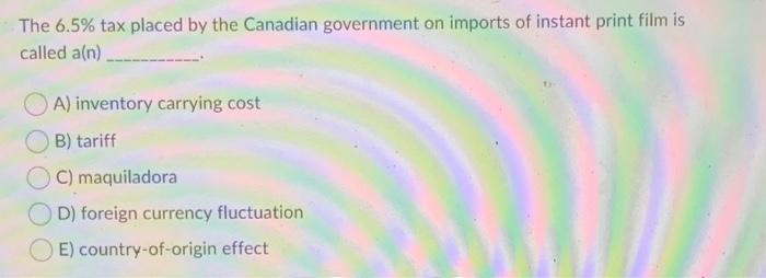 The 6.5% tax placed by the Canadian government on