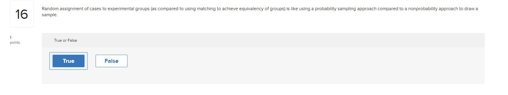 16 Random assignment of cases to experimental