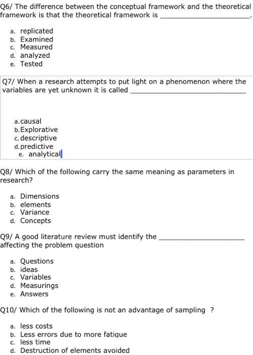 i need help with questions from research method