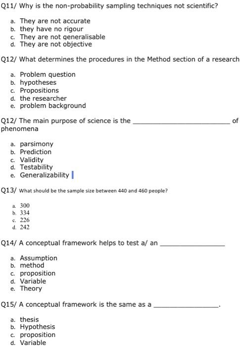 i need help with questions from research method