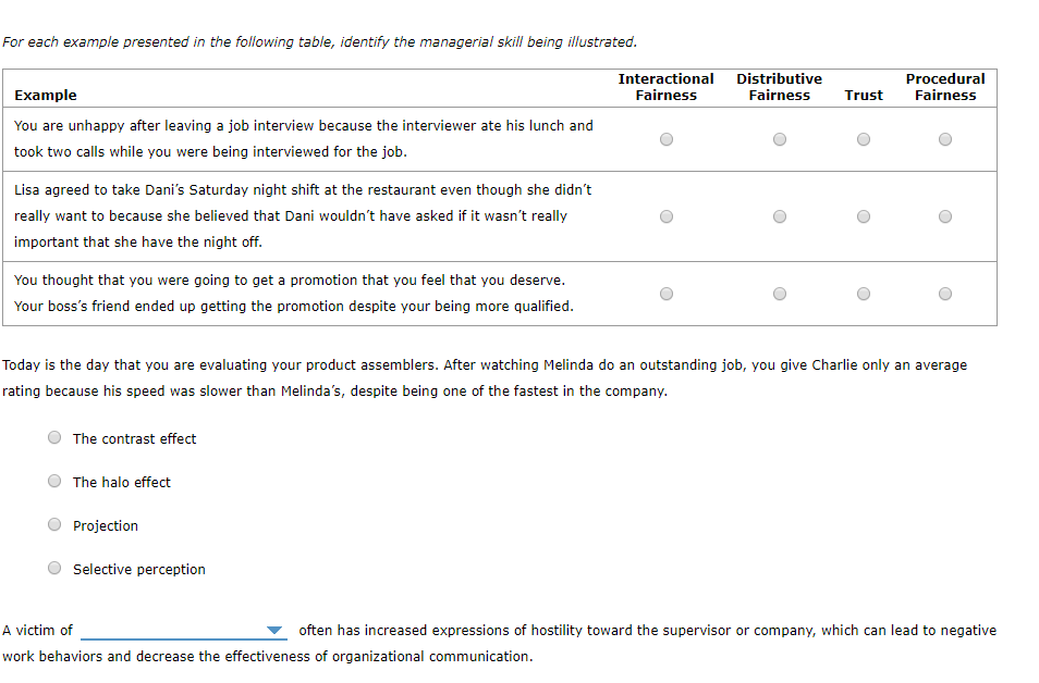 For each example presented in the following