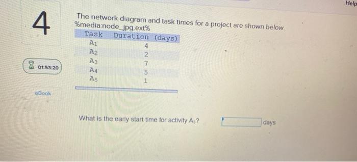 Help 4 The network diagram and task times for a