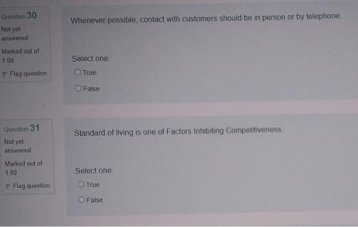 Doon 30 Whenever possible, contact with customers