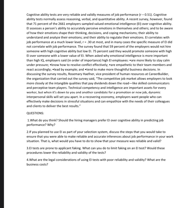 Cognitive ability tests are very reliable and