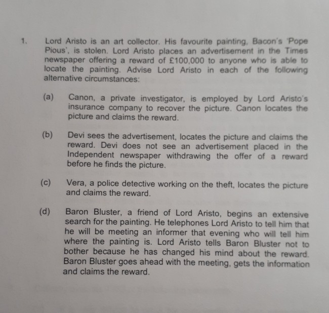 Contract Law English Please cite answer. 1. Lord