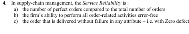 4. In supply-chain management, the Service